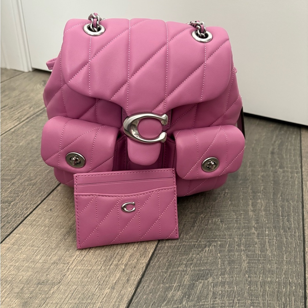 Coach Tabby Quilted Backpack & Card Holder FUSCHIA